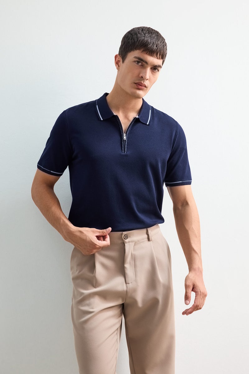 ديفاكتو تيشيرت بولو تريكو نص كم قصة عادية بسوسته - Image 3